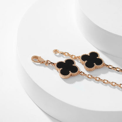 [Gaonasi]CLOVER 10 MOTIFS ONYX NECKLACE