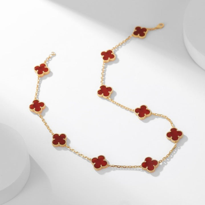 [Gaonasi]CLOVER 10 MOTIFS CARNELIAN NECKLACE