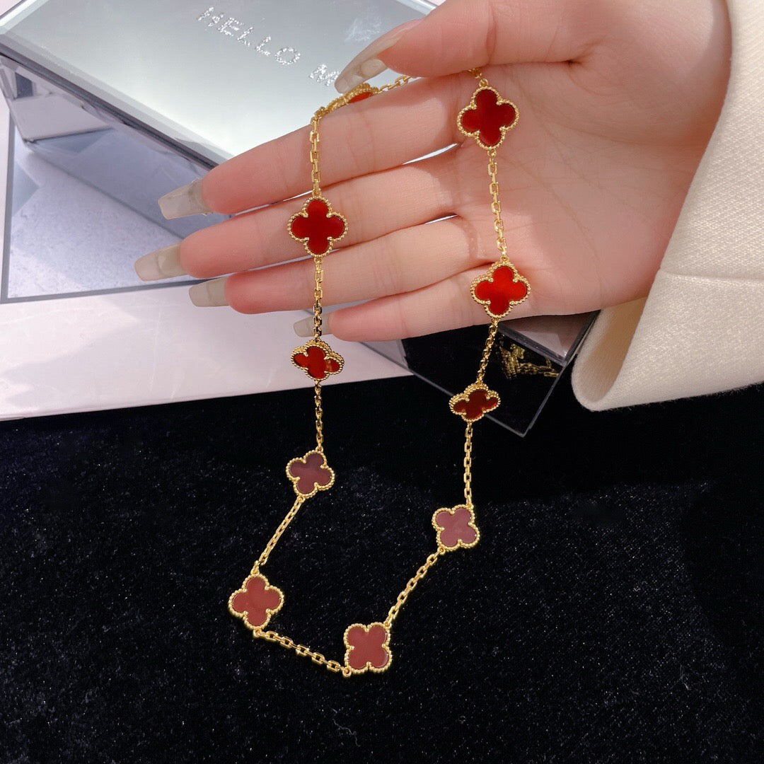[Gaonasi]CLOVER 10 MOTIFS CARNELIAN NECKLACE