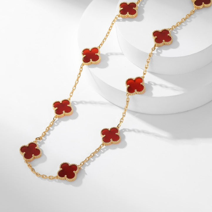 [Gaonasi]CLOVER 10 MOTIFS CARNELIAN NECKLACE