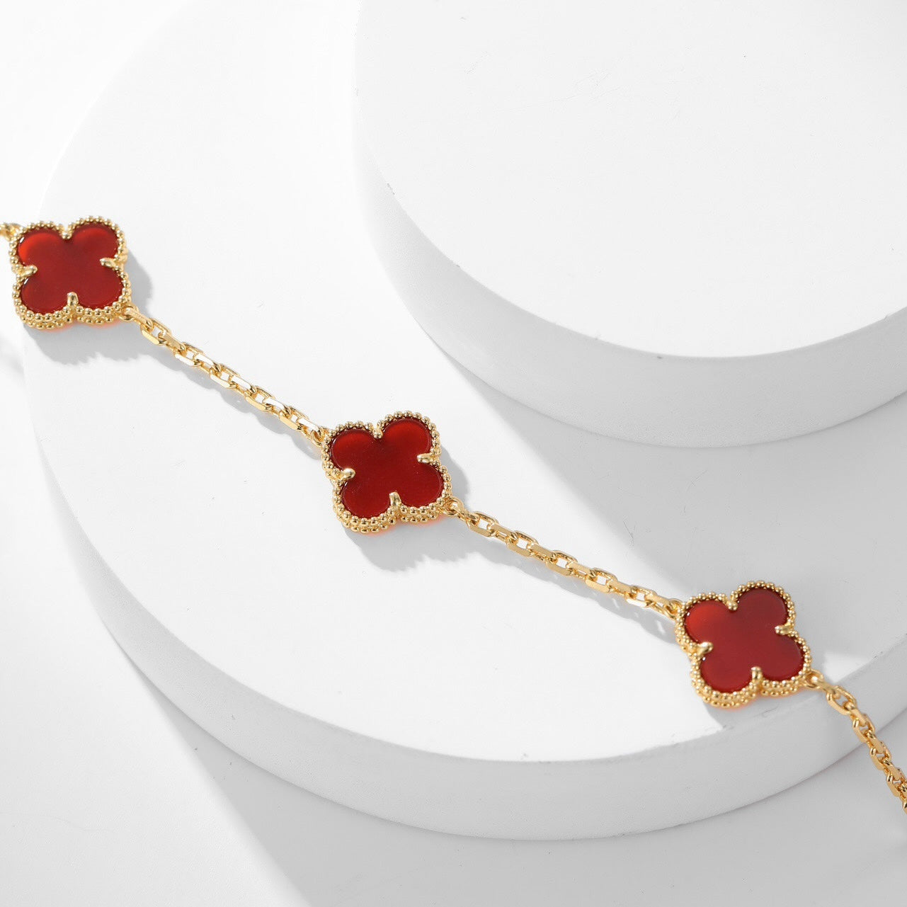 [Gaonasi]CLOVER 10 MOTIFS CARNELIAN NECKLACE