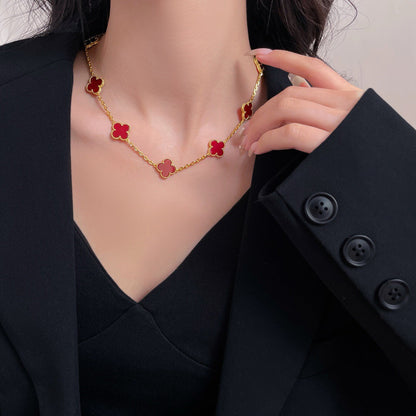 [Gaonasi]CLOVER 10 MOTIFS CARNELIAN NECKLACE