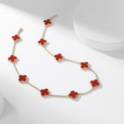 [Gaonasi]CLOVER 10 MOTIFS CARNELIAN NECKLACE