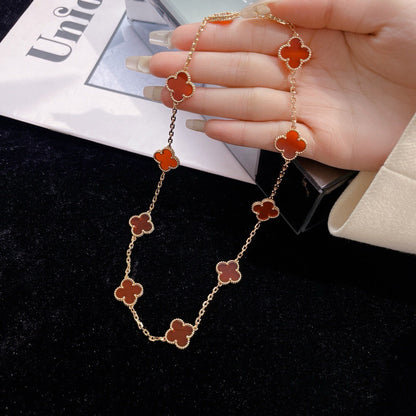 [Gaonasi]CLOVER 10 MOTIFS CARNELIAN NECKLACE
