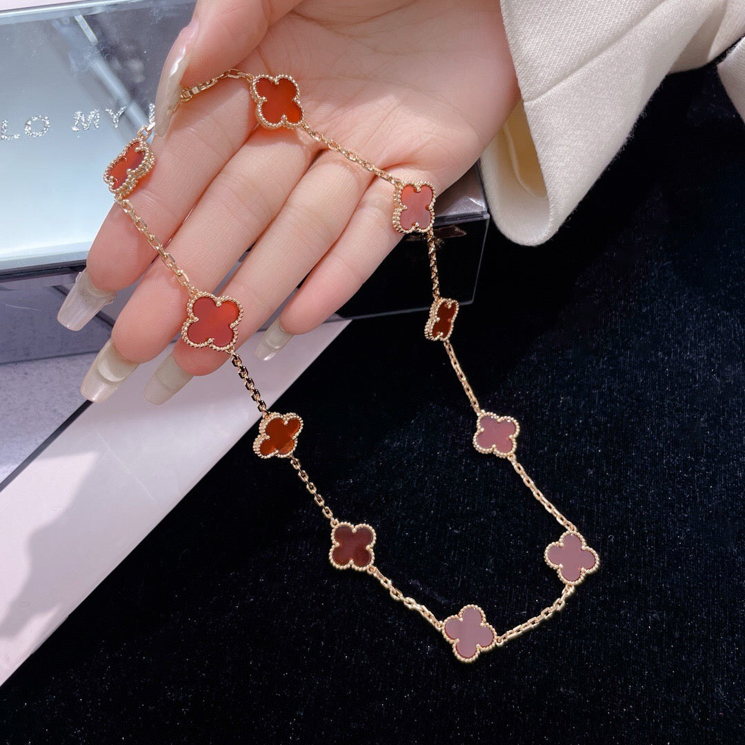 [Gaonasi]CLOVER 10 MOTIFS CARNELIAN NECKLACE