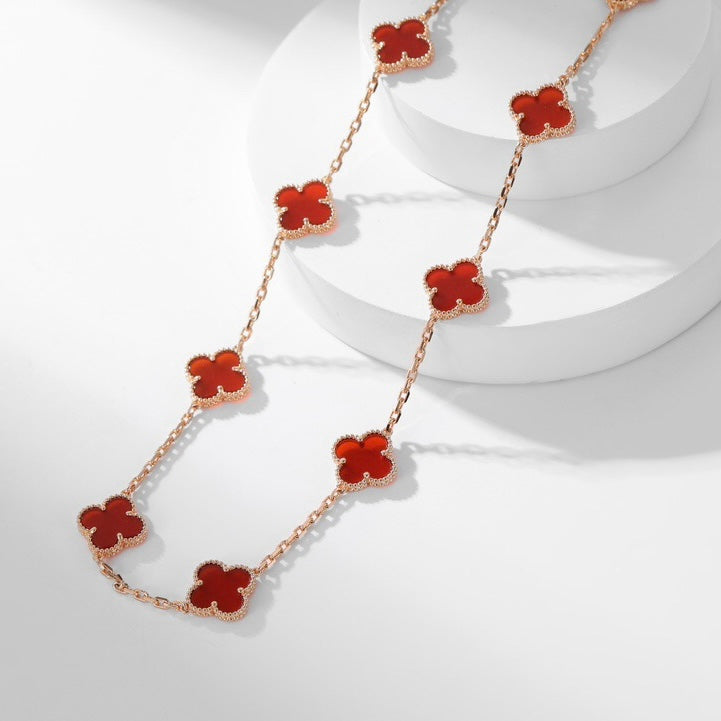 [Gaonasi]CLOVER 10 MOTIFS CARNELIAN NECKLACE