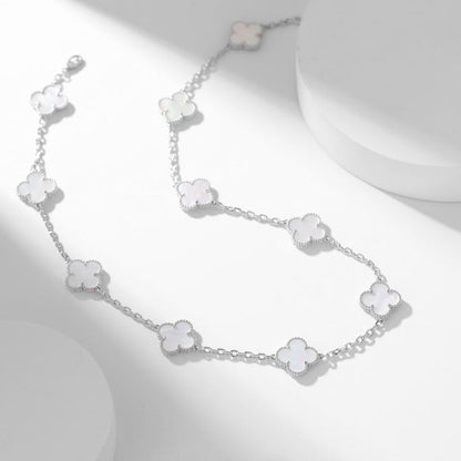 [Gaonasi]CLOVER 10 MOTIFS WHITE MOTHER OF PEARL NECKLACE