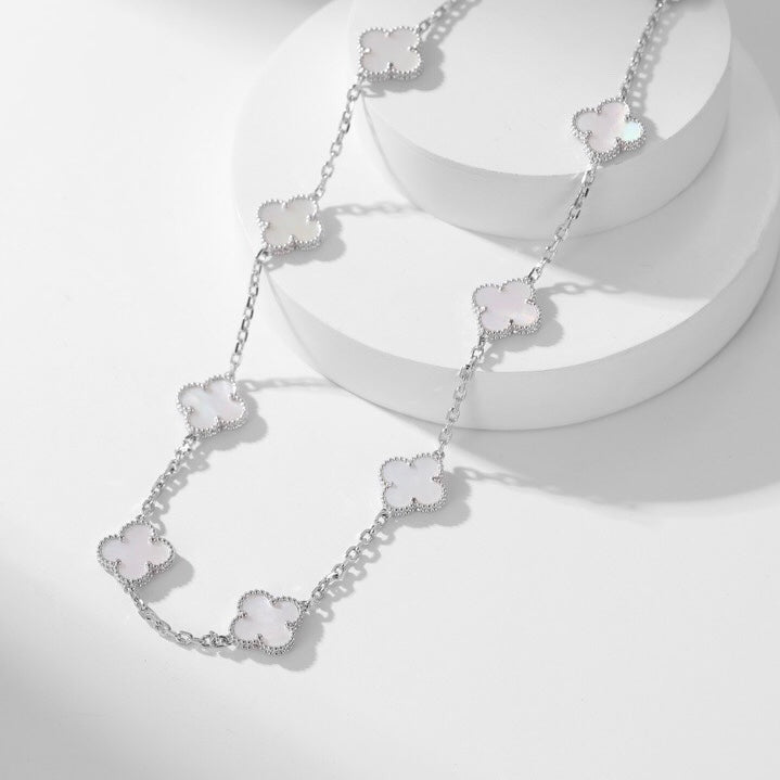 [Gaonasi]CLOVER 10 MOTIFS WHITE MOTHER OF PEARL NECKLACE