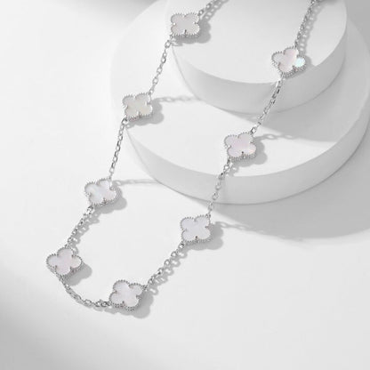 [Gaonasi]CLOVER 10 MOTIFS WHITE MOTHER OF PEARL NECKLACE