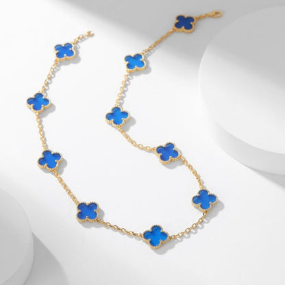 [Gaonasi]CLOVER 10 MOTIFS BLUE AGATE NECKLACE