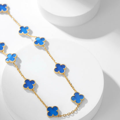 [Gaonasi]CLOVER 10 MOTIFS BLUE AGATE NECKLACE