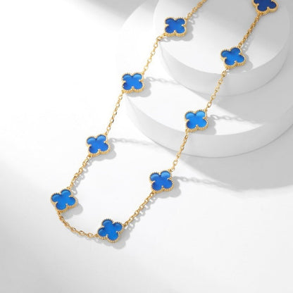 [Gaonasi]CLOVER 10 MOTIFS BLUE AGATE NECKLACE