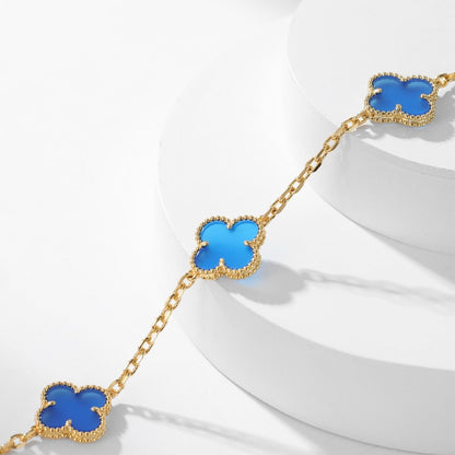 [Gaonasi]CLOVER 10 MOTIFS BLUE AGATE NECKLACE