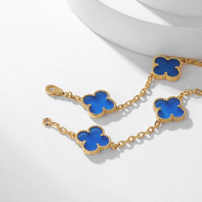 [Gaonasi]CLOVER 10 MOTIFS BLUE AGATE NECKLACE