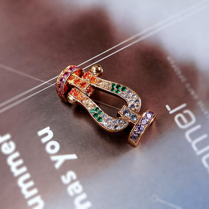 [Gaonasi]FORC LARGE HORSESHOE  COLORED DIAMOND BRACELET SILVER