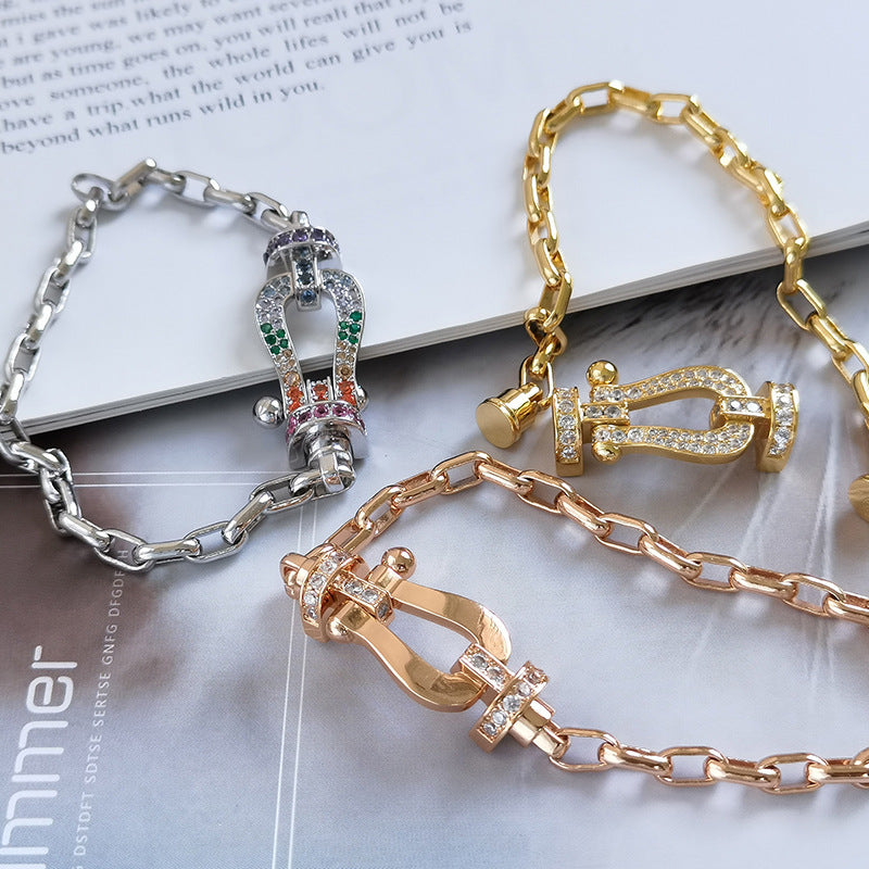 [Gaonasi]FORCE LARGE HORSESHOE CLASP  METAL BRACELET