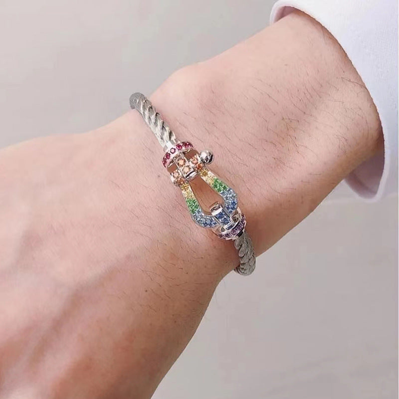 [Gaonasi]FORCE LARGE HORSESHOE  COLORED DIAMOND BRACELET ROSE GOLD