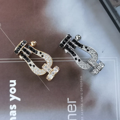 [Gaonasi]FORCE LARGE HORSESHOE BLACK WHITE DIAMOND BRACELET SILVER