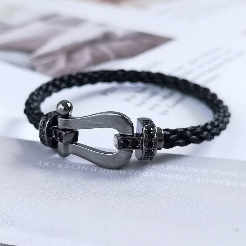 [Gaonasi]FORCE LARGE SERIES HORSESHOE BLACK SAMURAI BRACELET