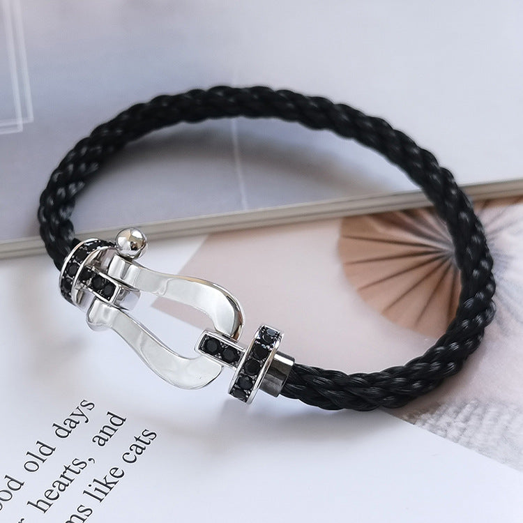 [Gaonasi]FORCE LARGE HORSESHOE BLACK DIAMOND BRACELET SILVER