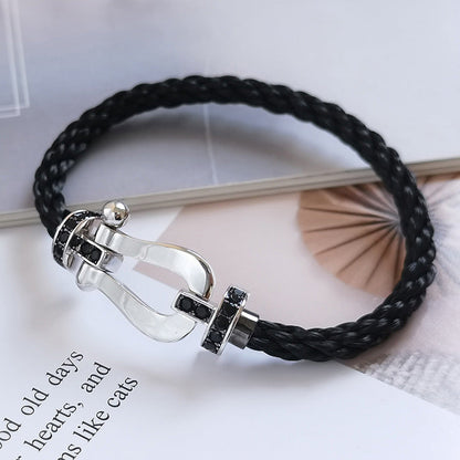 [Gaonasi]FORCE LARGE HORSESHOE BLACK DIAMOND BRACELET SILVER