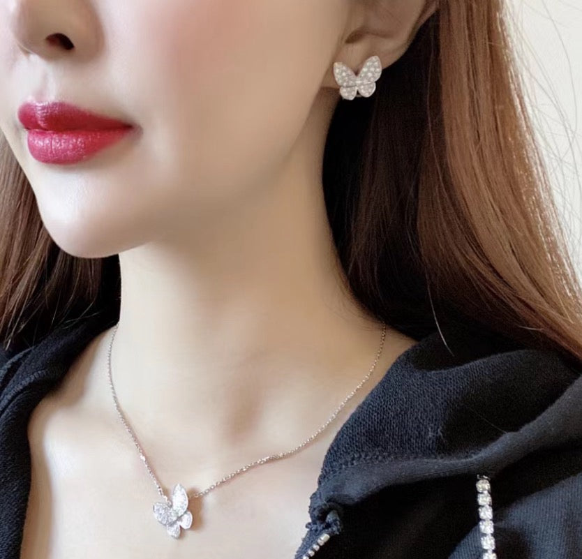 [Gaonasi]BUTTERFLY ALL DIAMOND EARRINGS