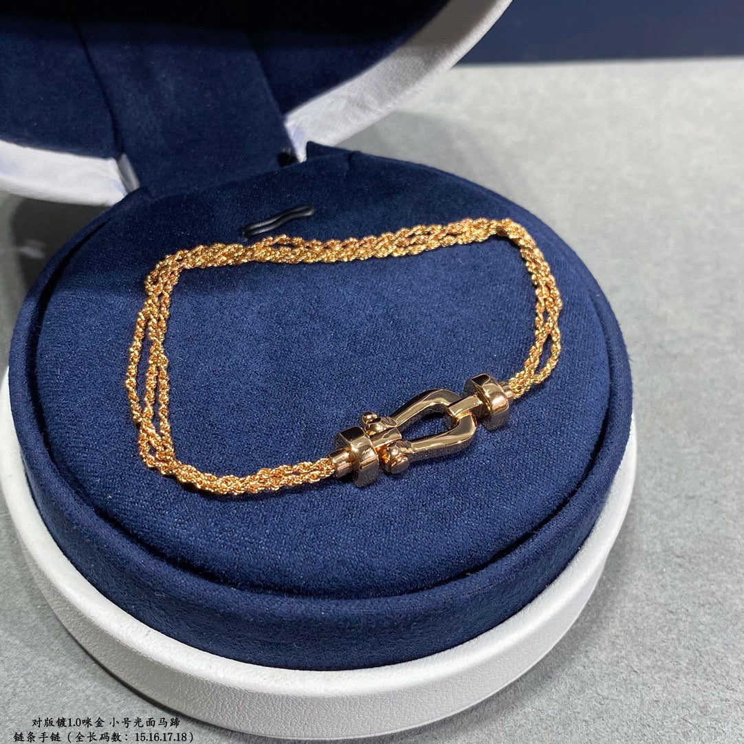 [Gaonasi]FORCE SMALL HORSESHOE  DIAMOND CHAIN ROPE BRACELET