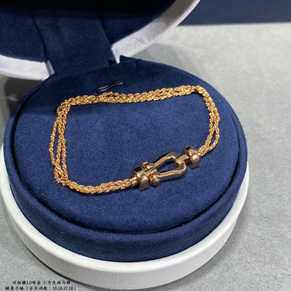 [Gaonasi]FORCE SMALL HORSESHOE  DIAMOND CHAIN ROPE BRACELET