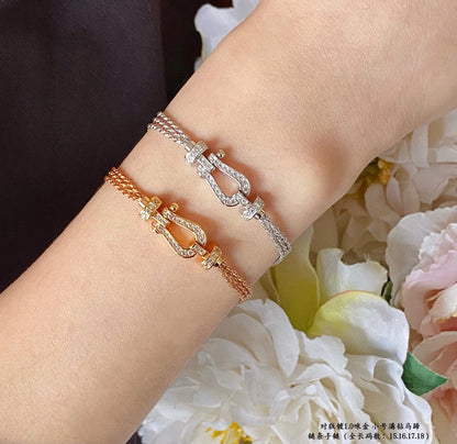 [Gaonasi]FORCE SMALL HORSESHOE  DIAMOND CHAIN ROPE BRACELET