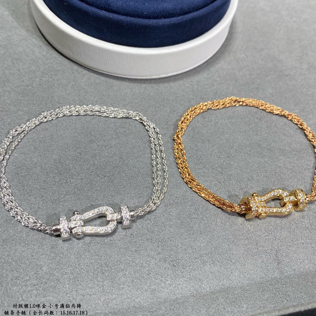 [Gaonasi]FORCE SMALL HORSESHOE  DIAMOND CHAIN ROPE BRACELET