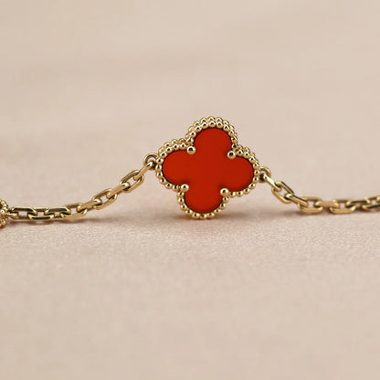 [Gaonasi] CLOVER 5 MOTIF RED CORNELIAN BRACELET COLLECTION
