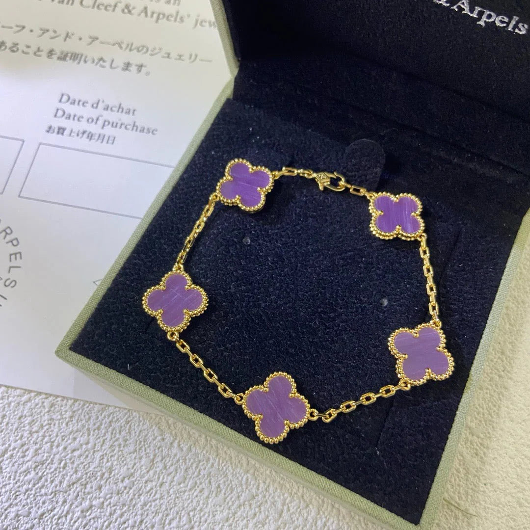 [Gaonasi] CLOVER 5 MOTIF VIOLET BRACELET COLLECTION