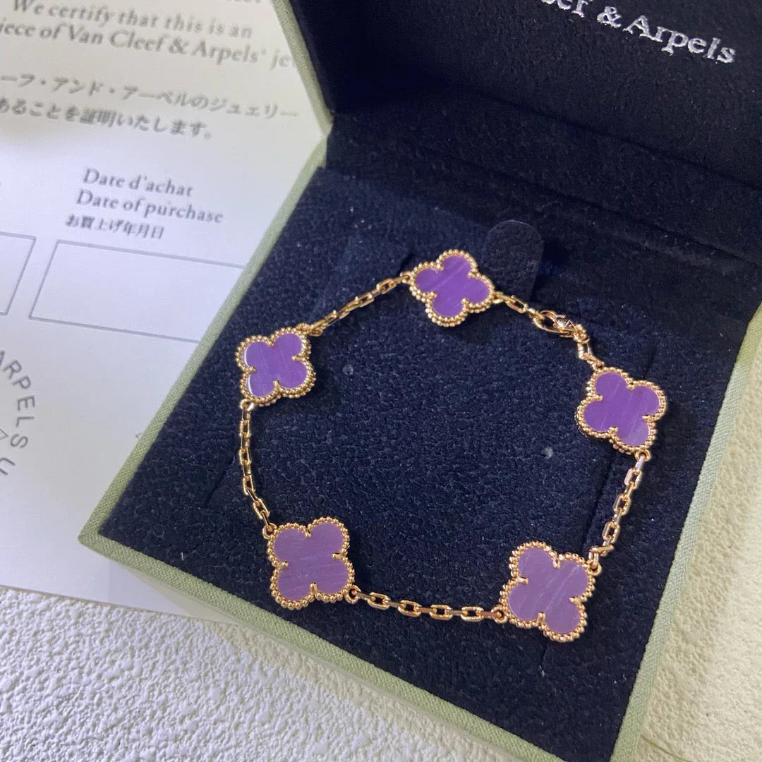 [Gaonasi] CLOVER 5 MOTIF VIOLET BRACELET COLLECTION