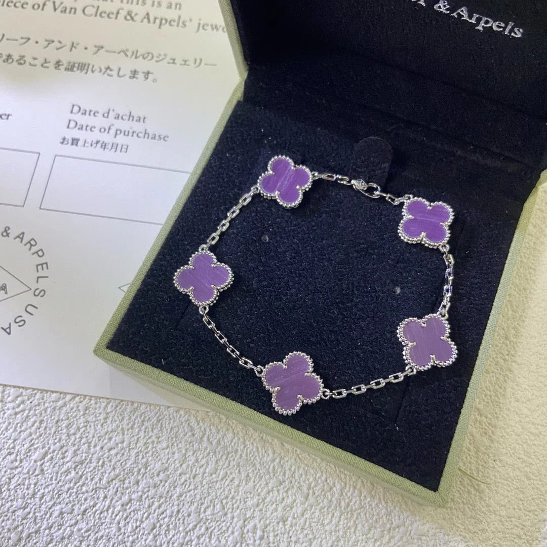 [Gaonasi] CLOVER 5 MOTIF VIOLET BRACELET COLLECTION
