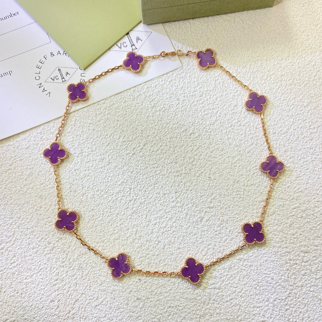 [Gaonasi]CLOVER 10 MOTIFS  PURPLE VIOLET  NECKLACE