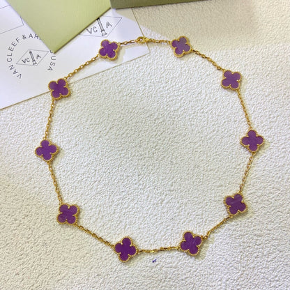 [Gaonasi]CLOVER 10 MOTIFS  PURPLE VIOLET  NECKLACE