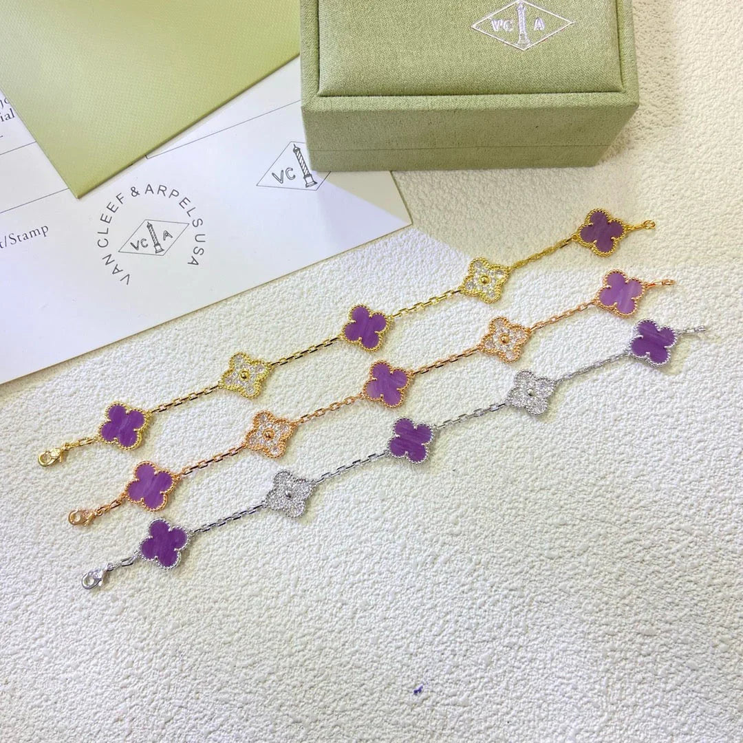 [Gaonasi] CLOVER 5 MOTIF VIOLET BRACELET COLLECTION
