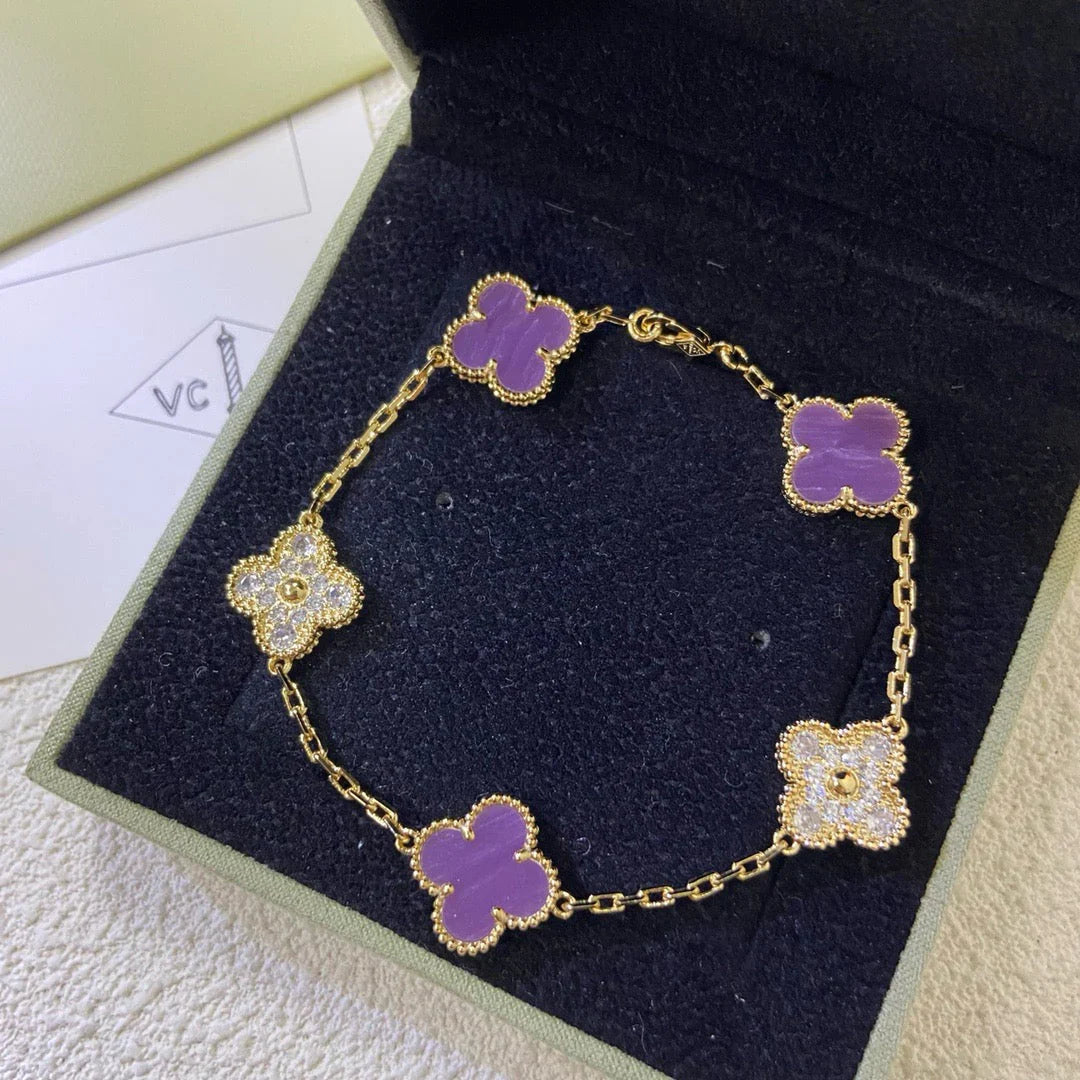[Gaonasi] CLOVER 5 MOTIF VIOLET BRACELET COLLECTION