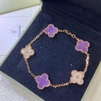 [Gaonasi] CLOVER 5 MOTIF VIOLET BRACELET COLLECTION