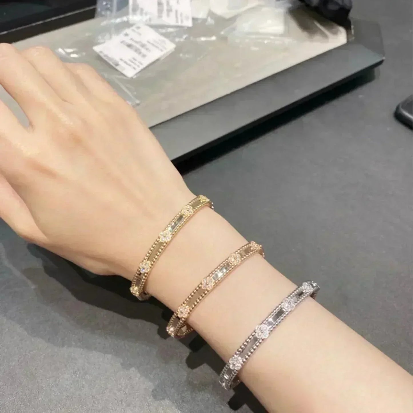 [Gaonasi]CLOVER BRACELET 4MM DIAMONDS