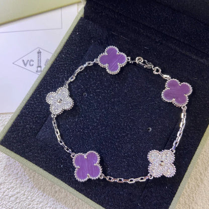 [Gaonasi] CLOVER 5 MOTIF VIOLET BRACELET COLLECTION
