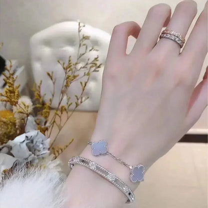 [Gaonasi] CLOVER 5 MOTIF PURPLE CHALCEDONY BRACELET COLLECTION