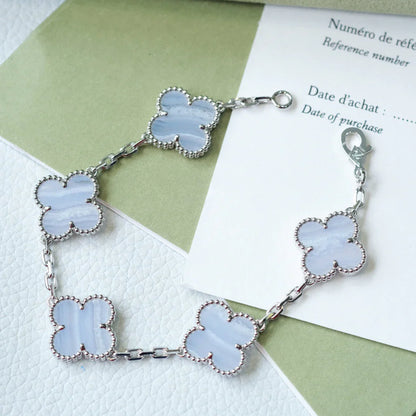 [Gaonasi] CLOVER 5 MOTIF PURPLE CHALCEDONY BRACELET COLLECTION