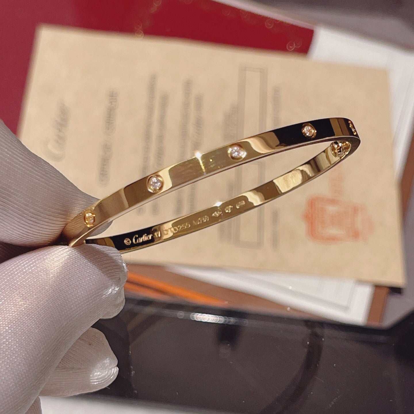 [Gaonasi Jewelry]LOVE BRACELET 3.65MM 10 DIAMONDS