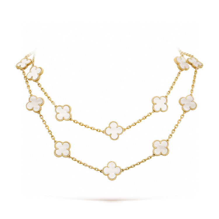 [Gaonasi]CLOVER 20 MOTIFS WHITE MOP NECKLACE