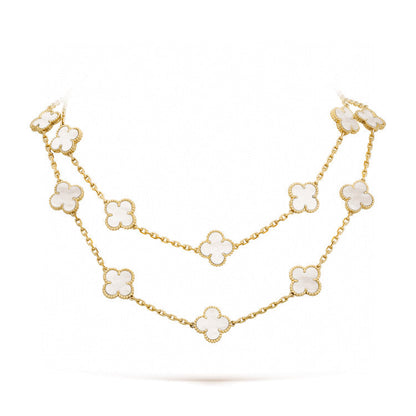 [Gaonasi]CLOVER 20 MOTIFS WHITE MOP NECKLACE
