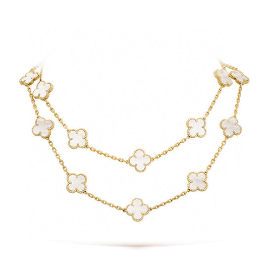 [Gaonasi]CLOVER 20 MOTIFS WHITE MOP NECKLACE