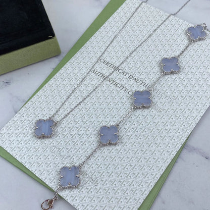 [Gaonasi] CLOVER 5 MOTIF PURPLE CHALCEDONY BRACELET COLLECTION