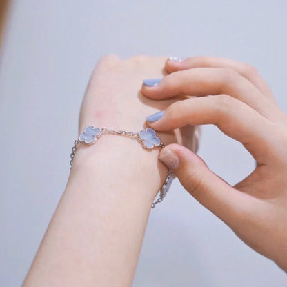 [Gaonasi] CLOVER 5 MOTIF PURPLE CHALCEDONY BRACELET COLLECTION