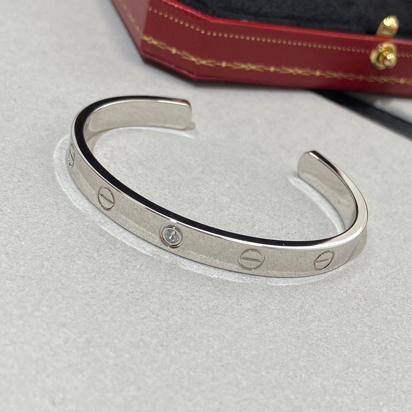 [Gaonasi Jewelry]LOVE BRACELET 6.1MM 1 DIAMOND OPEN CUFF